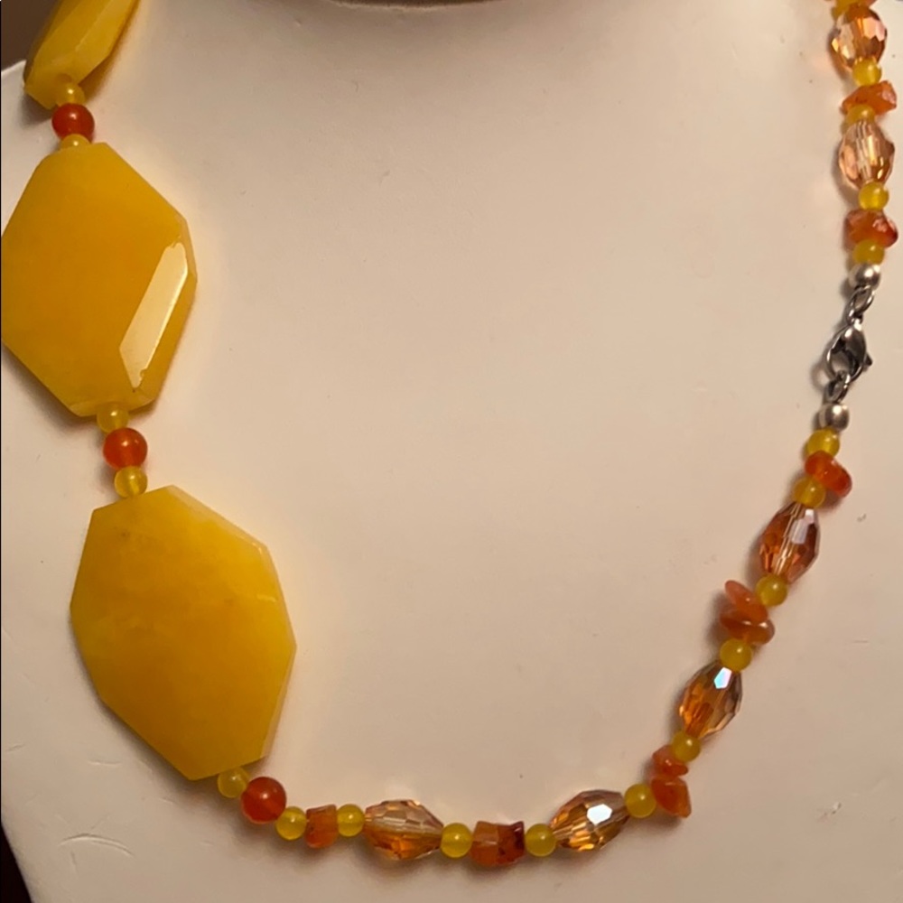 Chunky Yellow Genuine Stone Necklace - Picture 4 of 6